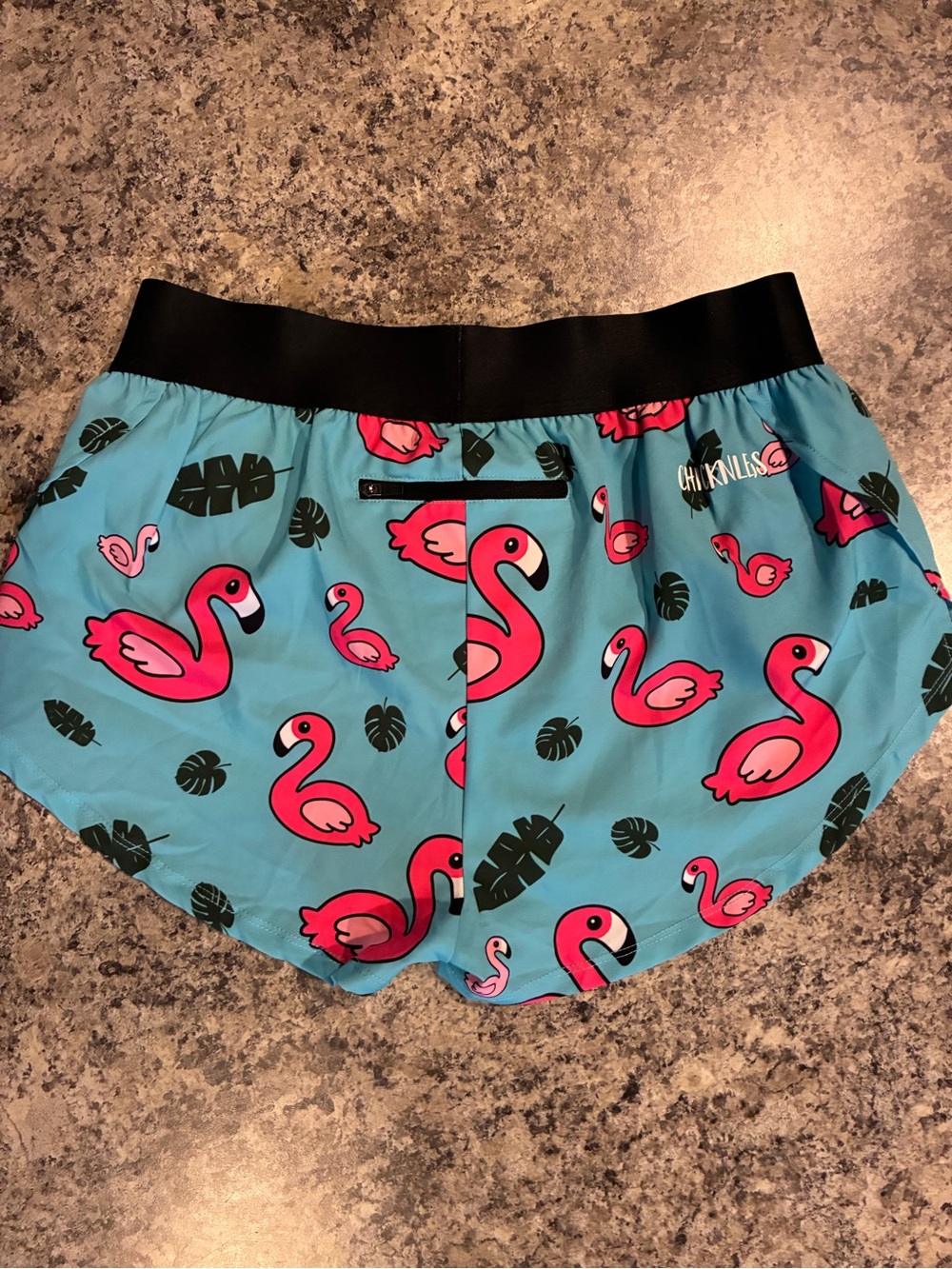 Women's Chicknlegs Blue Flamingo 1.5" Split Shorts - Picture 4 of 7